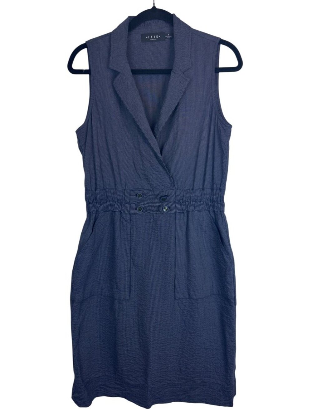 Iris Setlakwe Sz 6 Navy Sleeveless Dress Stretch Waist Minimalist Workwear Chic